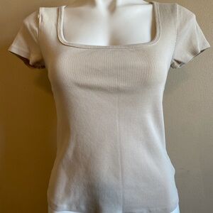 Old Navy Beige Ribbed Short Sleeve Top